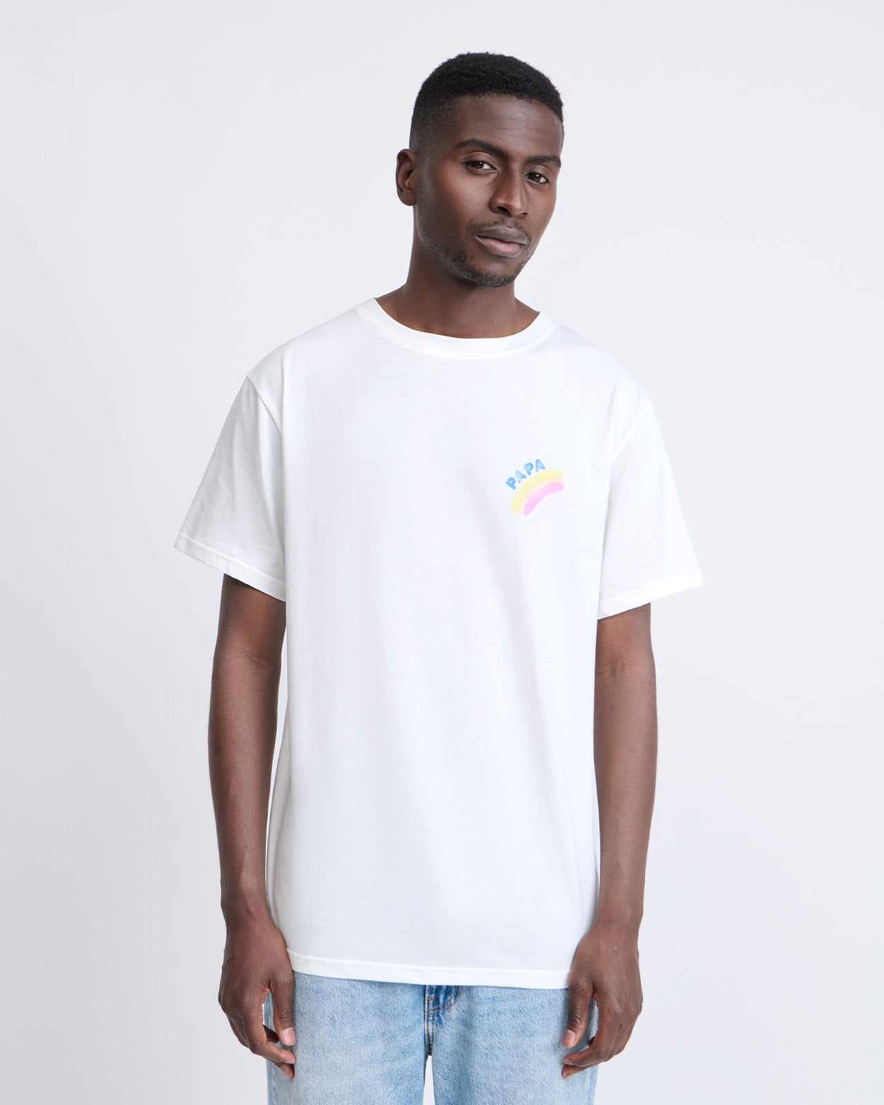 Le t-shirt Papa rainbow en coton bio - blanc
