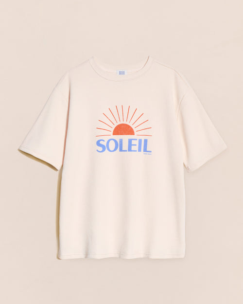 Le t-shirt Soleil femme en coton bio gaufré - crème - émoi émoi   - 2 