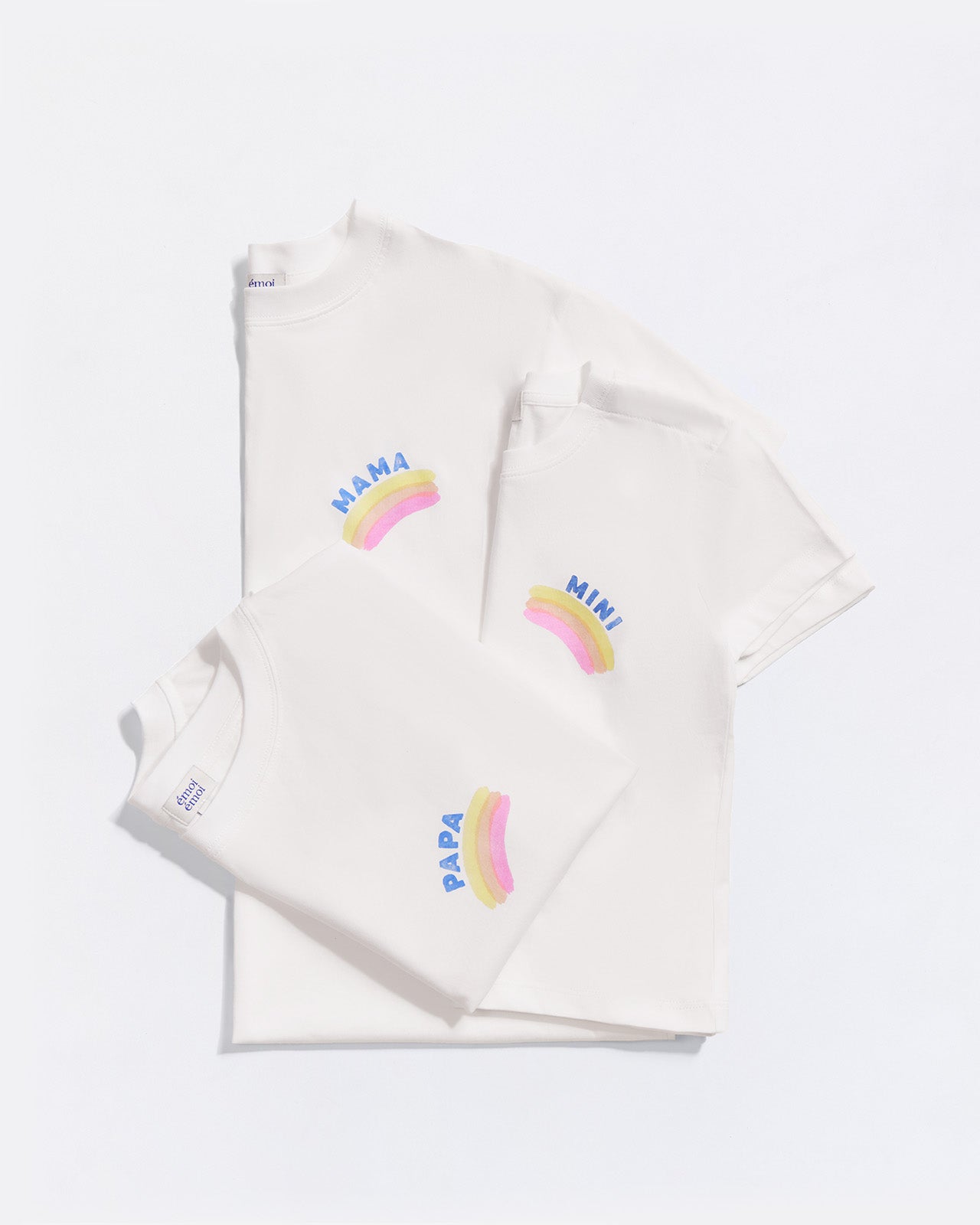 Le trio de t-shirts rainbow en coton bio - blanc
