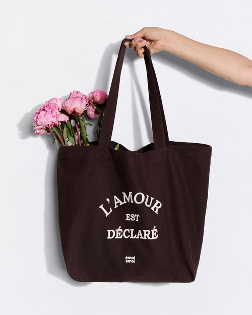 Le cabas brodé L'amour est déclaré - chocolat - émoi émoi   - 1 