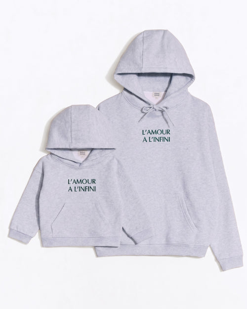 Le duo de hoodies L'amour à l'infini - gris chiné - émoi émoi   - 1 