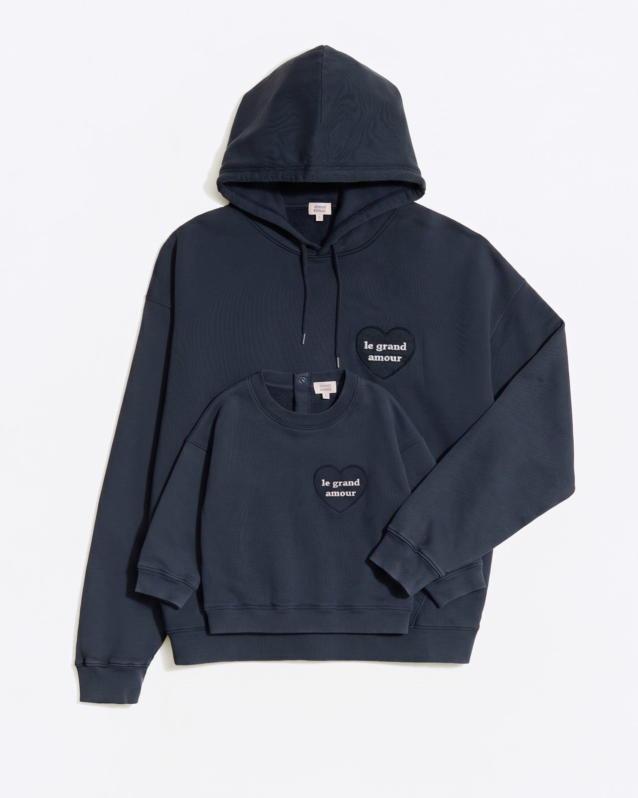 Le duo sweat et hoodie Le grand amour en coton bio - charbon