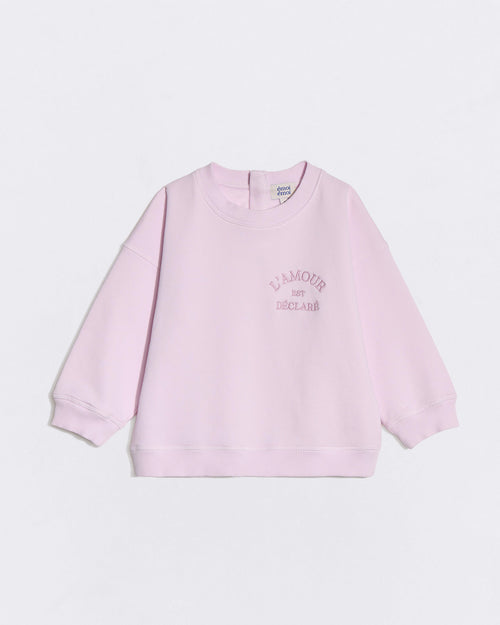 Le sweat L'amour est déclaré enfant - garment dye rose - émoi émoi   - 1 
