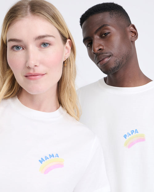 Le t-shirt Papa rainbow en coton bio - blanc - émoi émoi   - 2 