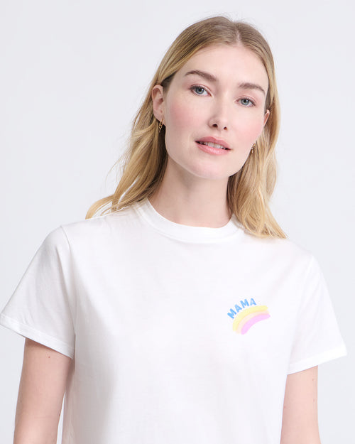 Le t-shirt Mama rainbow en coton bio - blanc - émoi émoi   - 1 
