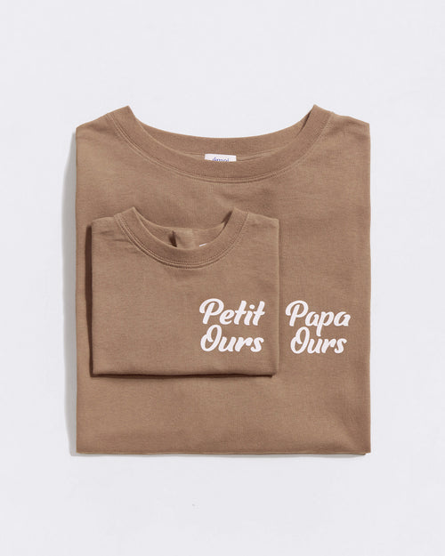 Le duo de t-shirts Papa x Petit ours en coton bio - café - émoi émoi   - 2 