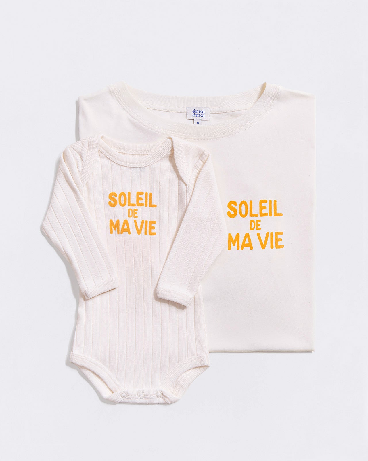 Le duo body et t-shirt homme Soleil de ma vie en coton bio - crème