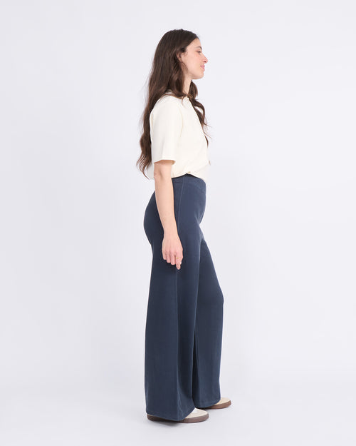 Le pantalon Pauline en coton bio côtelé - bleu nuit - émoi émoi   - 2 