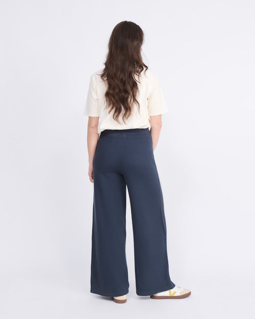 Le pantalon Pauline en coton bio côtelé - bleu nuit - émoi émoi   - 4 