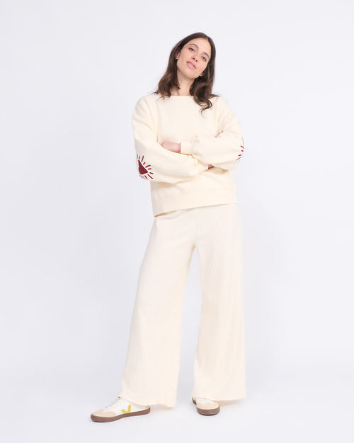 Le pantalon Pauline en coton bio - crème - émoi émoi   - 2 