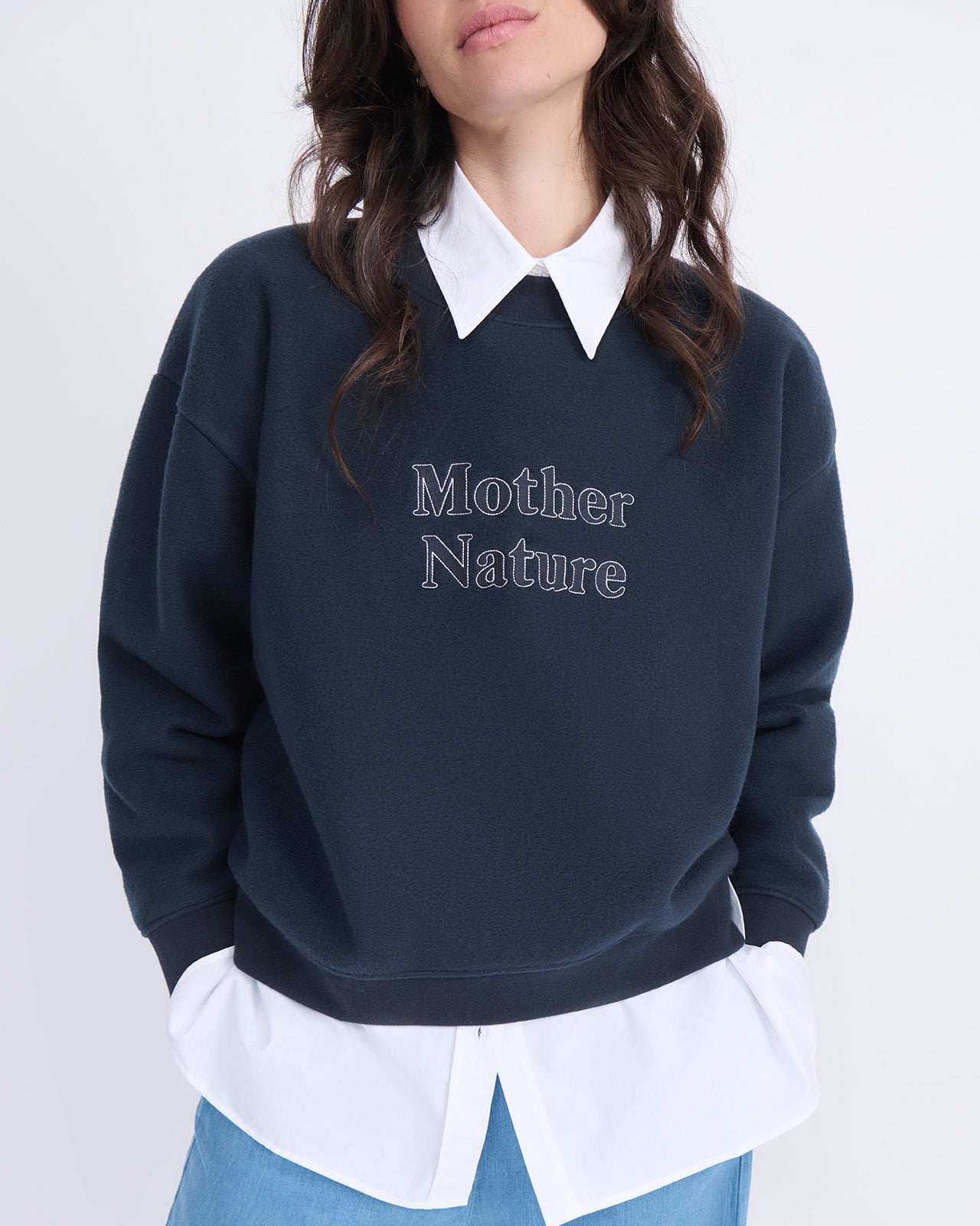 Le sweat Mother nature en polaire recyclée - bleu nuit