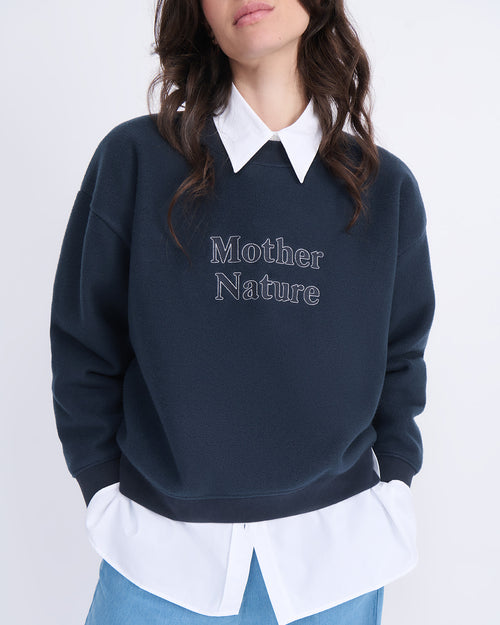 Le sweat Mother nature en polaire recyclée - bleu nuit - émoi émoi   - 1 