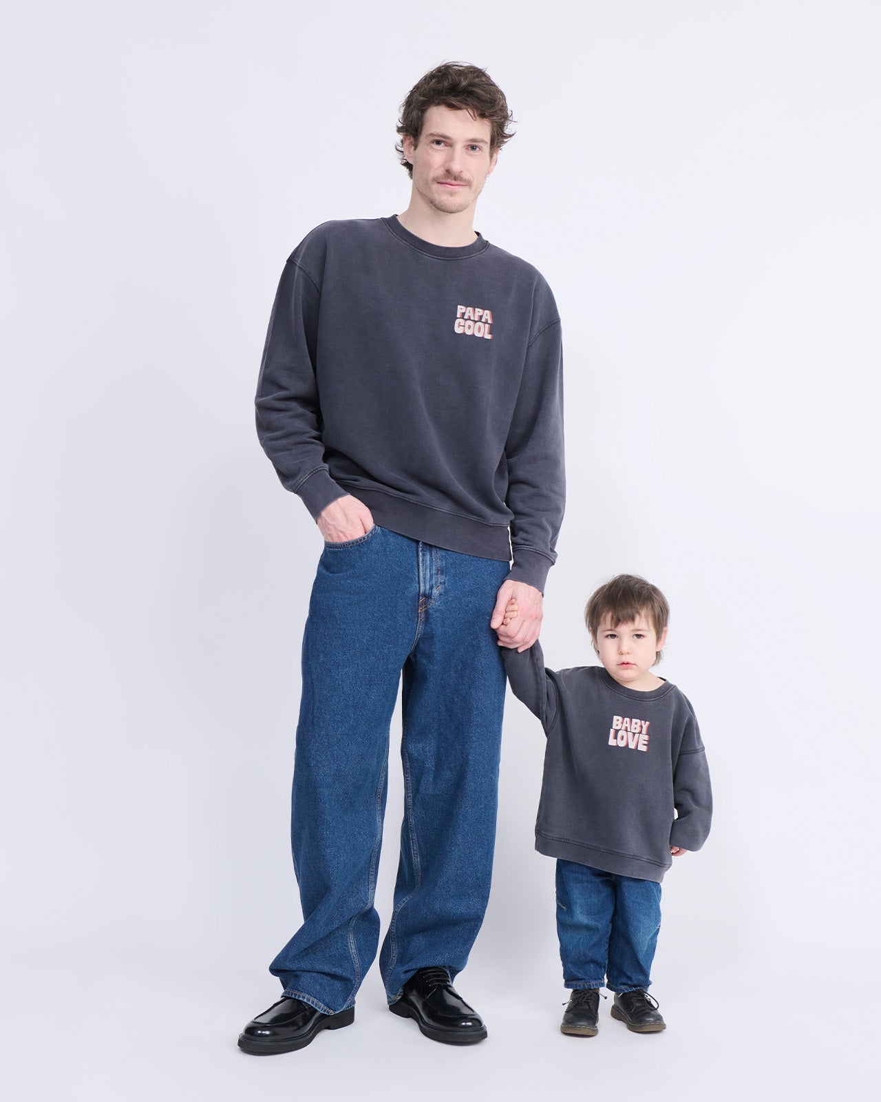 Le duo de sweats Baby love x Papa cool - garment dye stone washed