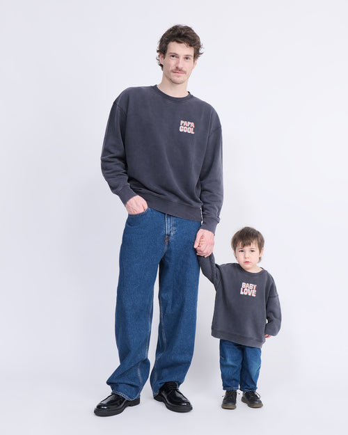 Le duo de sweats Baby love x Papa cool - garment dye stone washed - émoi émoi   - 1 