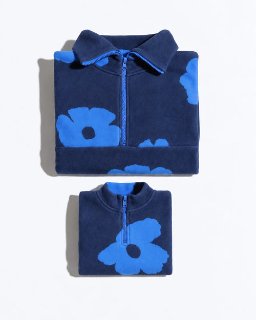 Le sweat Sonny en polaire recyclée - Fleurs bleues - émoi émoi   - 4 