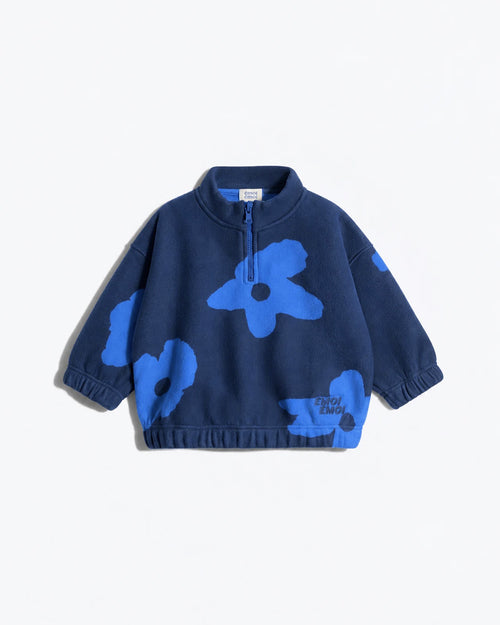 Le sweat Sonny en polaire recyclée - Fleurs bleues - émoi émoi   - 2 