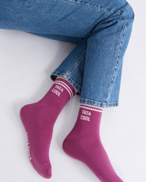 Les chaussettes Tata cool - plum - émoi émoi   - 2 