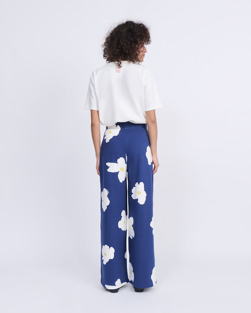 Le pantalon Pauline en coton bio - Fleur bleue XL - émoi émoi   - 2 