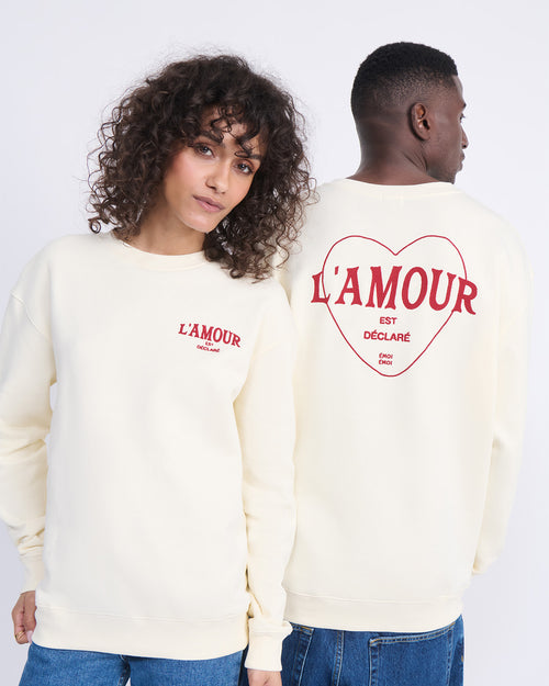 Le sweat L'amour est déclaré adulte - crème - émoi émoi   - 1 