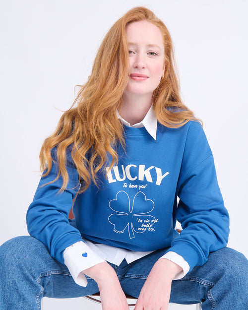 Le sweat Lucky adulte - bleu - émoi émoi   - 1 