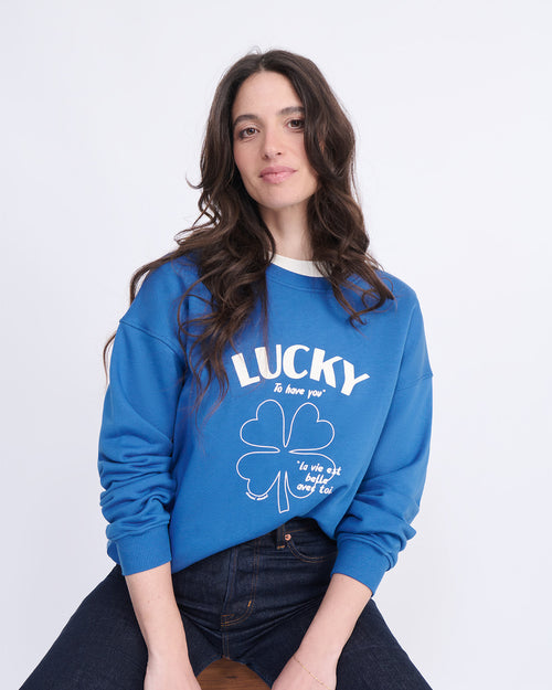 Le sweat Lucky adulte - bleu - émoi émoi   - 4 