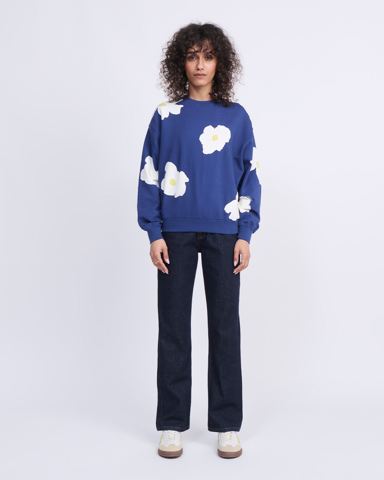 Le sweat Sky en coton bio - Fleur bleue XL