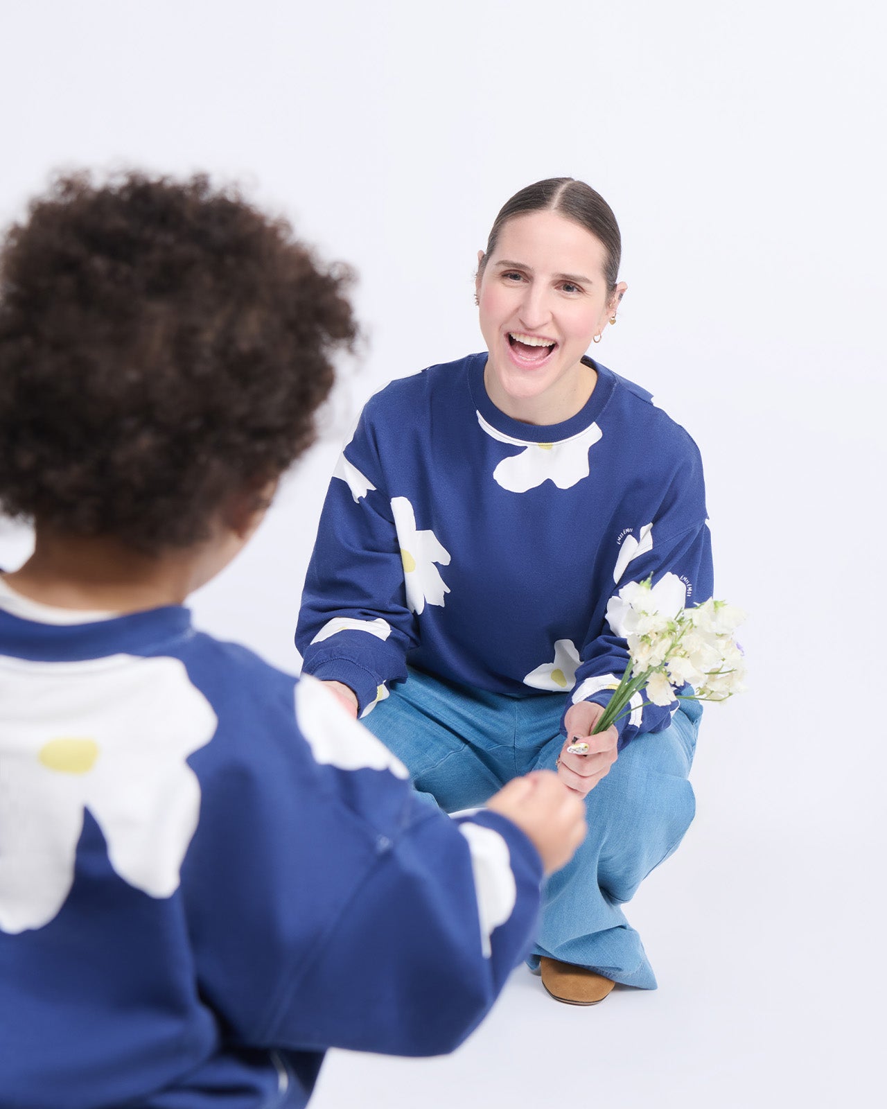 Le duo de sweats en coton bio - Fleur bleue XL