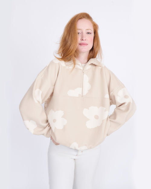 Le sweat Sven en polaire recyclée - Biscotti flowers - émoi émoi   - 1 