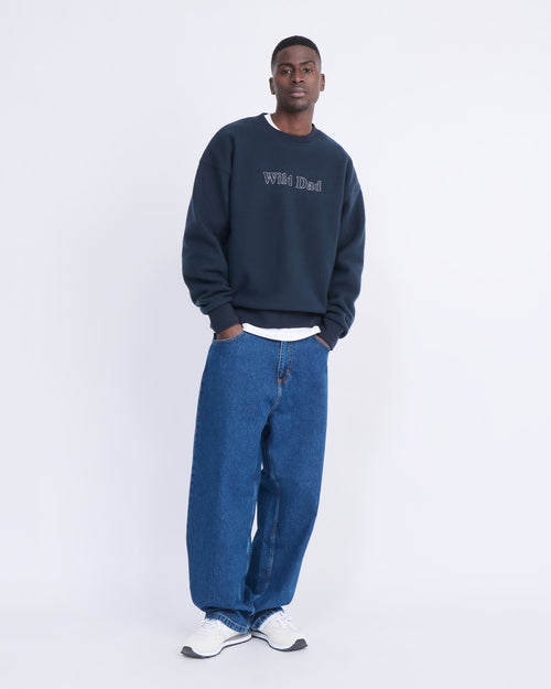 Le sweat Wild dad en polaire recyclée - bleu nuit - émoi émoi   - 1 