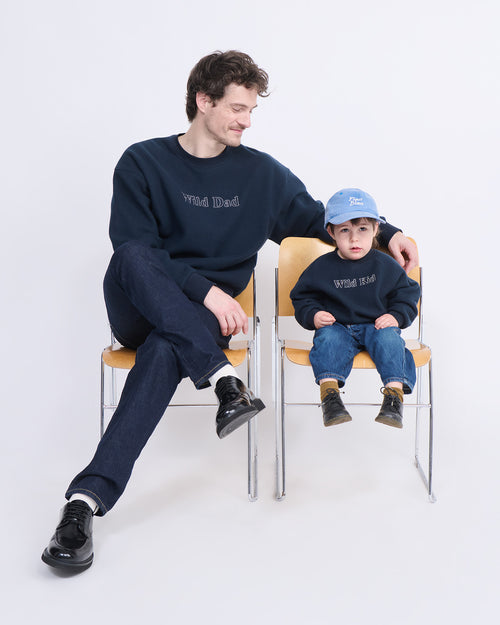 Le duo de sweats Wild kid x dad en polaire recyclée - bleu nuit - émoi émoi   - 1 