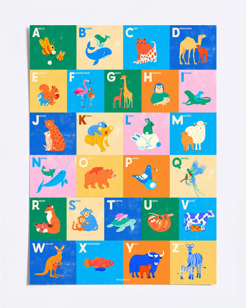 L’affiche Abécédaire Animaux - multicolore - 50x70 cm - émoi émoi   - 2 