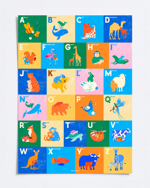 L’affiche Abécédaire Animaux - multicolore - 50x70 cm - émoi émoi   - 1 