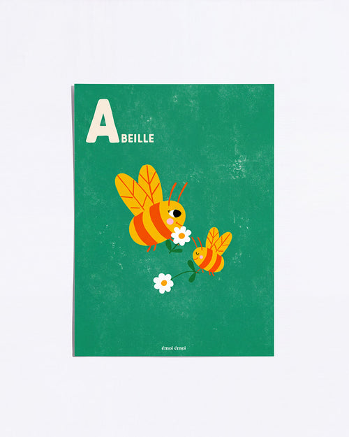L’affiche Initiale A - Abeilles - 30x40 cm - émoi émoi   - 1 