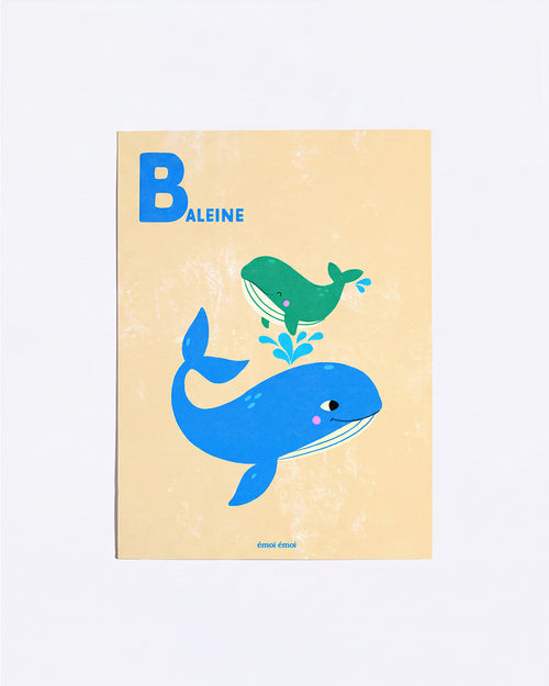 L’affiche Initiale B - Baleines - 30x40 cm - émoi émoi   - 1 