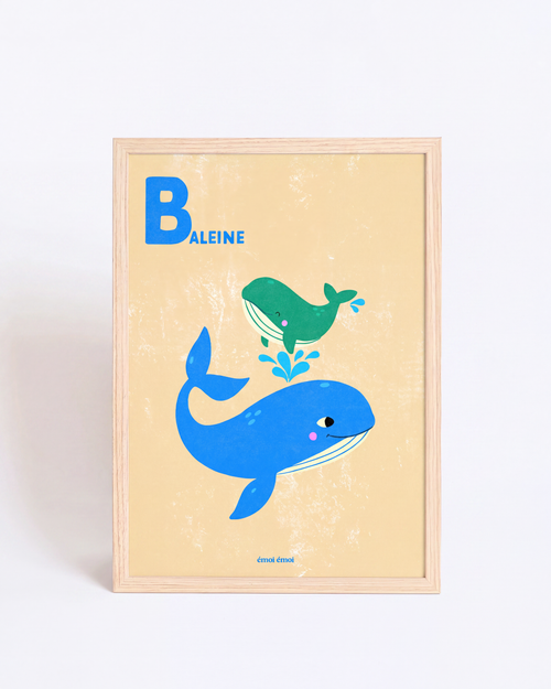 L’affiche Initiale B - Baleines - 30x40 cm - émoi émoi   - 2 
