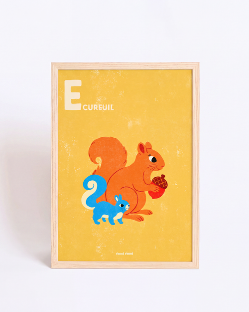 L’affiche Initiale E - Ecureuils - 30x40 cm - émoi émoi   - 2 