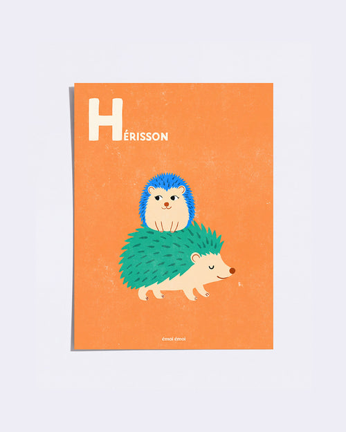 L’affiche Initiale H - Hérissons - 30x40 cm - émoi émoi   - 1 