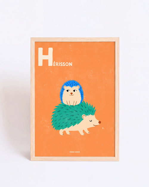 L’affiche Initiale H - Hérissons - 30x40 cm - émoi émoi   - 2 