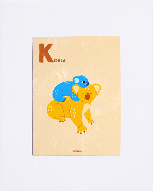 L’affiche Initiale K - Koalas - 30x40 cm - émoi émoi   - 1 
