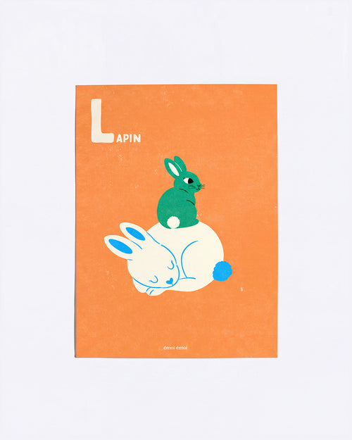 L’affiche Initiale L - Lapins - 30x40 cm - émoi émoi   - 1 