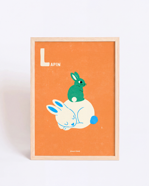 L’affiche Initiale L - Lapins - 30x40 cm - émoi émoi   - 2 