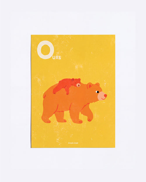 L’affiche Initiale O - Ours - 30x40 cm - émoi émoi   - 1 