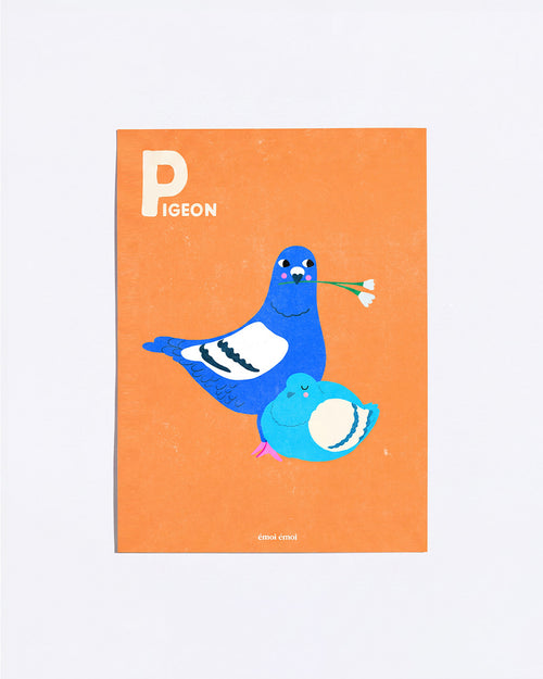 L’affiche Initiale P - Pigeons - 30x40 cm - émoi émoi   - 1 