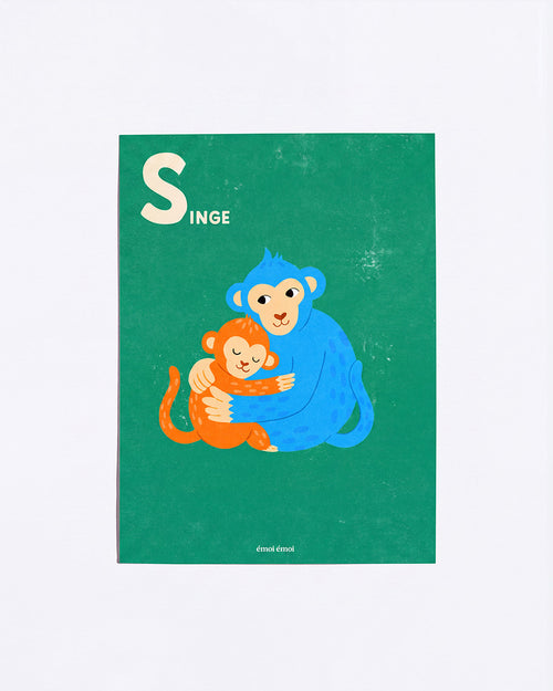 L’affiche Initiale S - Singes - 30x40 cm - émoi émoi   - 1 