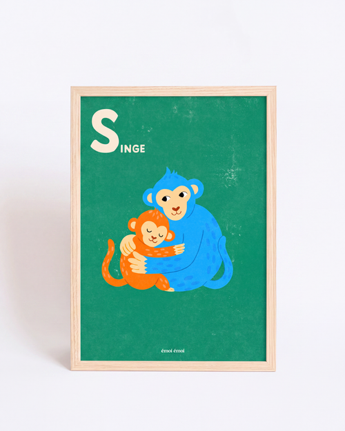 L’affiche Initiale S - Singes - 30x40 cm - émoi émoi   - 2 