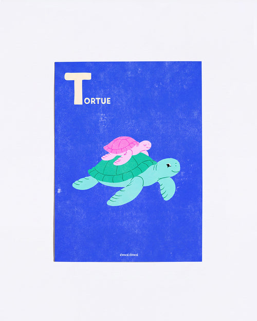 L’affiche Initiale T - Tortues - 30x40 cm - émoi émoi   - 1 