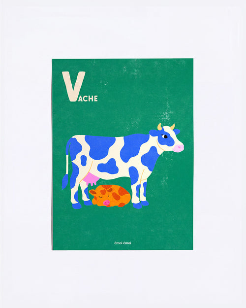 L’affiche Initiale V - Vaches - 30x40 cm - émoi émoi   - 1 