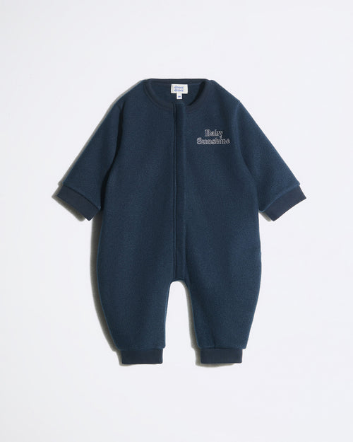 La mini combinaison Baby sunshine en polaire recyclée - bleu nuit - émoi émoi   - 1 