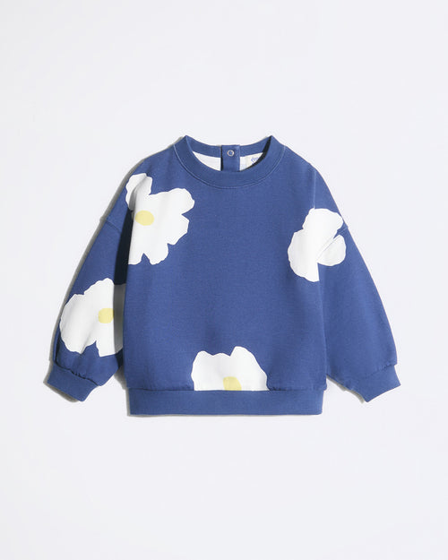 Le sweat Sam en coton bio - Fleur bleue XL - émoi émoi   - 1 