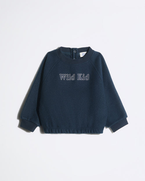 Le sweat Wild kid en polaire recyclée - bleu nuit - émoi émoi   - 1 